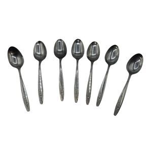 Vintage International Stainless Tablespoons Set 7 Korea Floral Pattern MCM